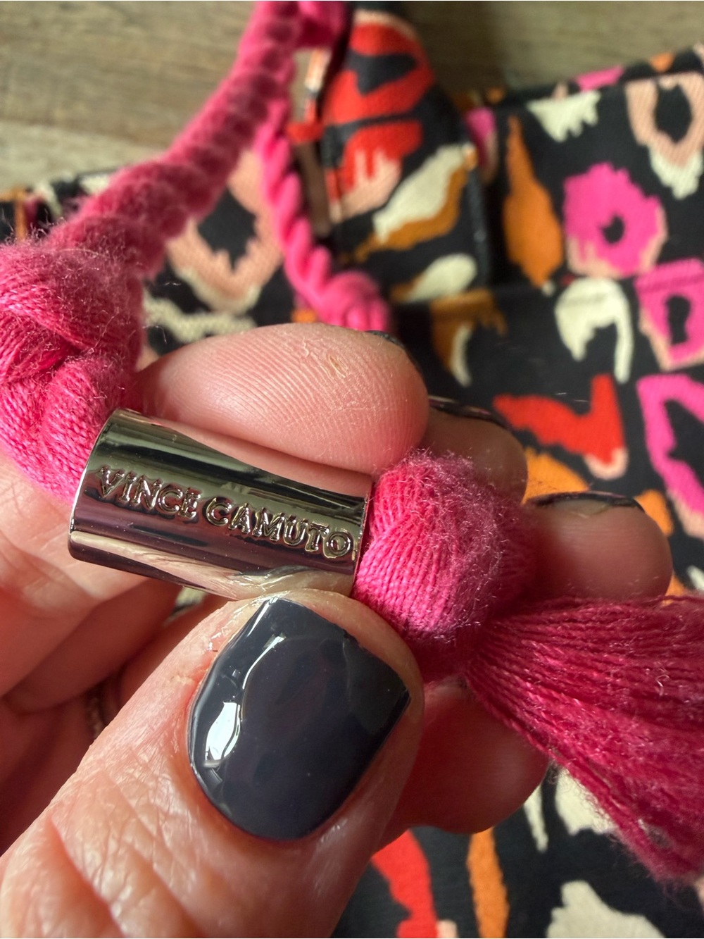 Vince Camuto Multicolor Leopard-Print Satchel with Pink Tassel - Picture 3 of 4